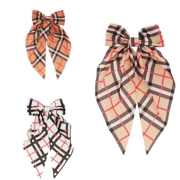 Accessories - •Preppy in Plaid• Large Stylish Clip On Plaid Hair Bow 2 for $20